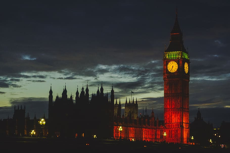 big, ben, malam, Big Ben, London, di malam hari, perkotaan, kota, rumah Parlemen - London, kota Westminster