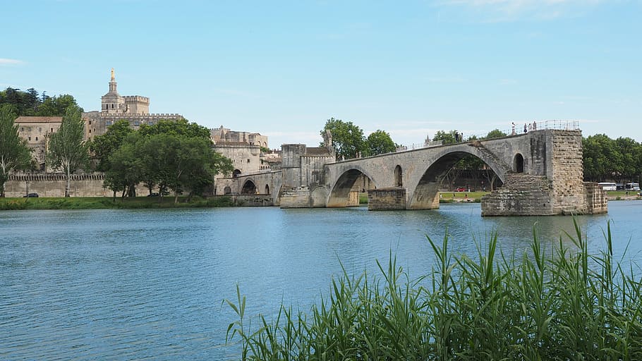 concreto, ponte de tijolos, castelo, pont saint bénézet, pont d'avignon, ródano, avignon, ruína, ponte em arco, preservação histórica