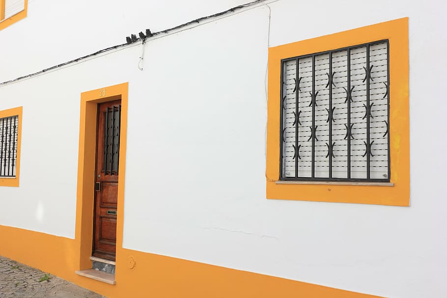 portugal, evora, street, window, door, architecture, building exterior, built structure, building, white color