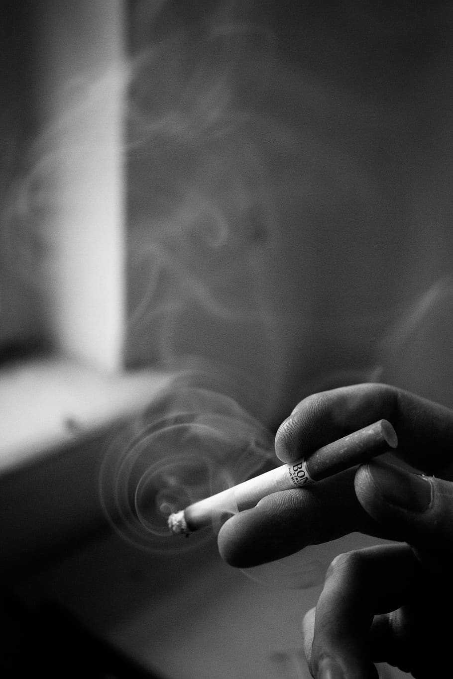 cigarrillo, humo, ventana, otoño, sombra, dedos, mal hábito, problemas de fumar, problemas sociales, tenencia