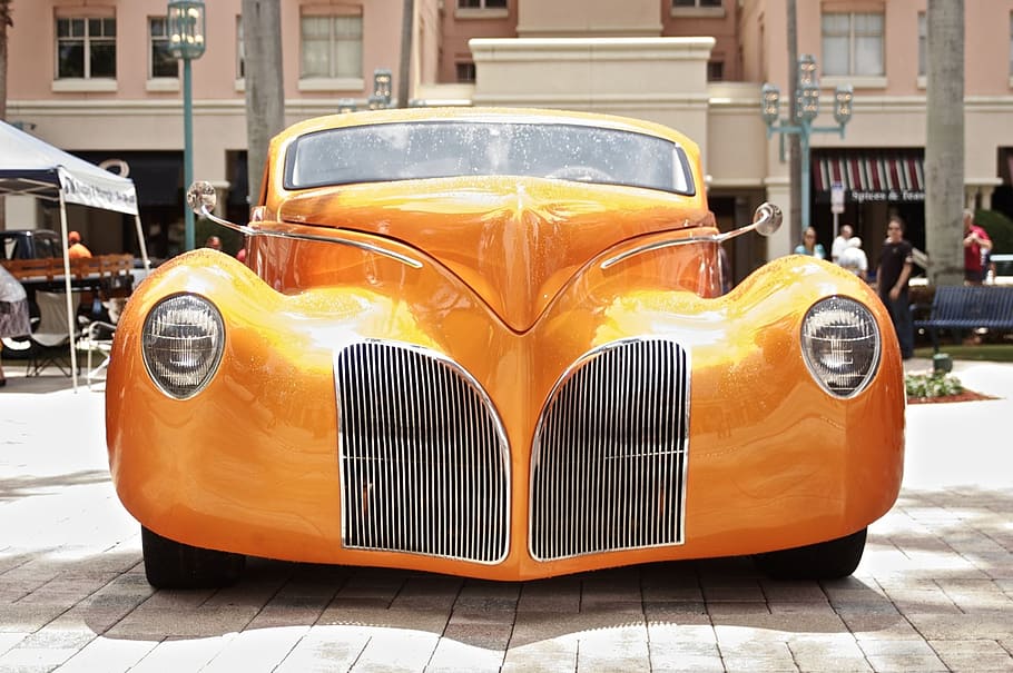 Orange Car, vintage, car show, coche, show, automóvil, clásico, auto, vehículo, transporte
