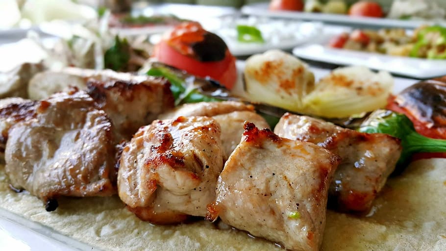 meat, vegetable dish, Kebab, Food, Turkish Cuisine, Grill, presentation kebab, food sample, food pictures, menu photos