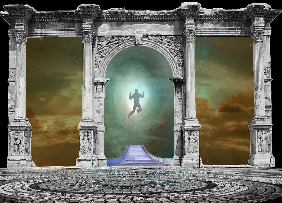 portal, human, shadow, beyond, death, life after death, life eternal, mystical, transcendence, end