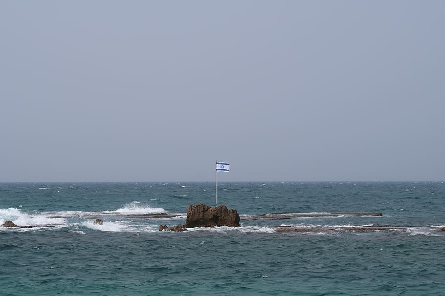 israel, tel aviv, bandera, estrella de david, mediterraneo, judios, jaffa, verano, mar, moderno