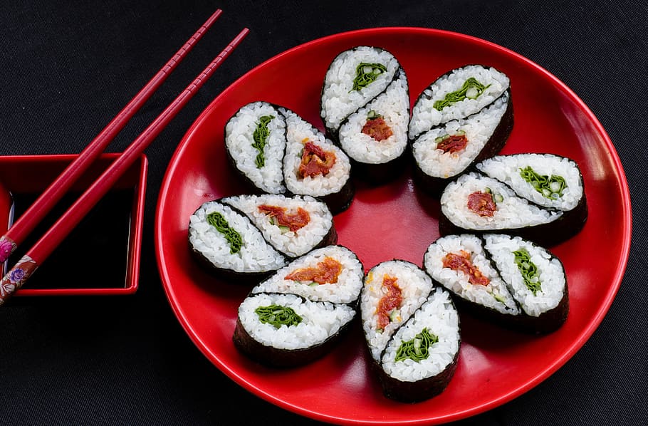 Sushi, Japanese Food, Combined, japanese, food, oriental, gastronomy, salmon, gourmet, seafood