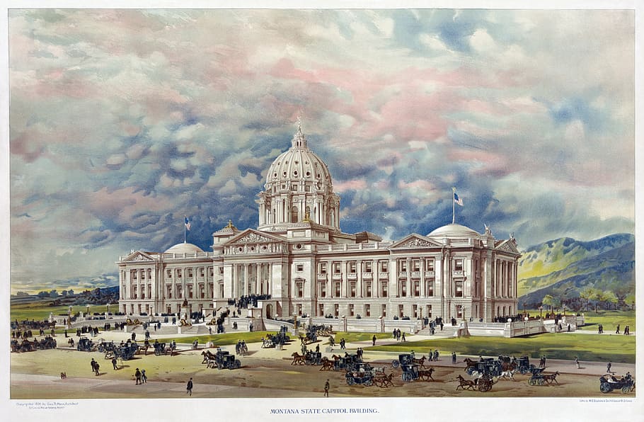 universitas, capitol amerika serikat, universitas negeri montana, bozeman, msu, amerika serikat, menggambar, kubah, 1896, eksterior bangunan