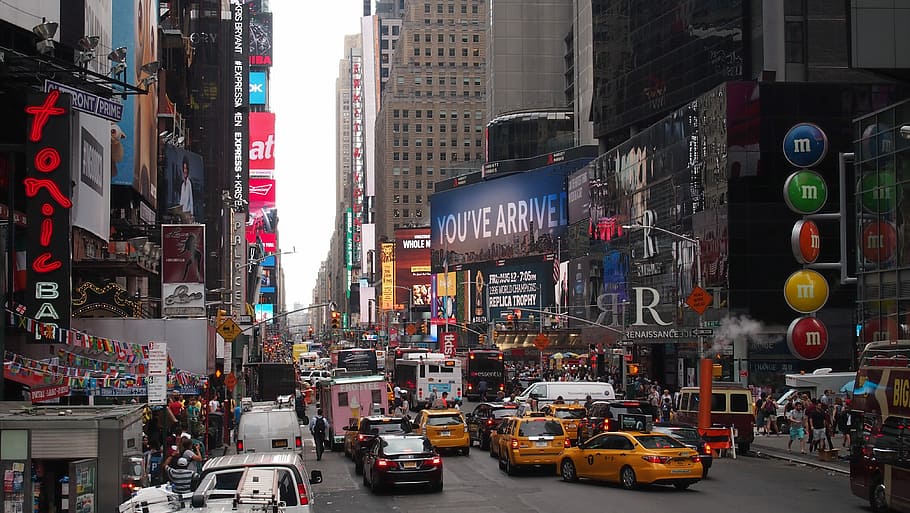 Jam, New York, Taxi, Manhattan, Chaos, new york, taxi, big apple, car, city, incidental people