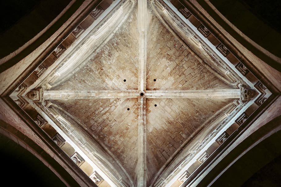 low, angle photography, gothic, building, interior, architecture, infrastructure, structure, establishment, ceiling
