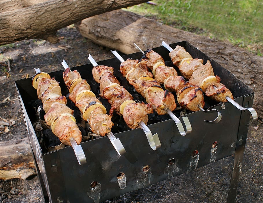 meat, shish kebab, tasty, nutrition, coals, there are, delicious, food, frying, skewers
