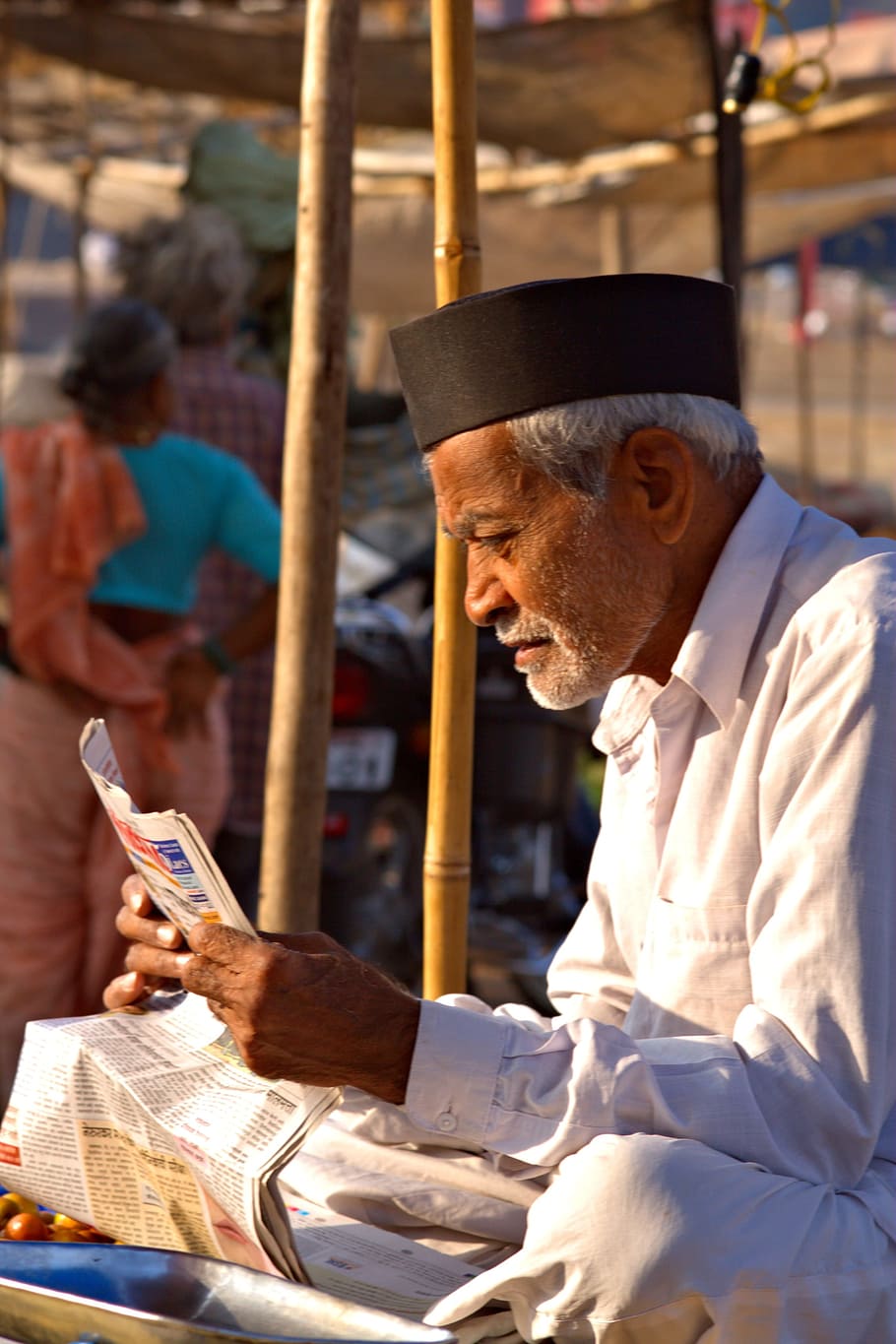 Old Man, Indian, Old, Man, indian old man, old, man, reading, newspaper, senior adult, only men