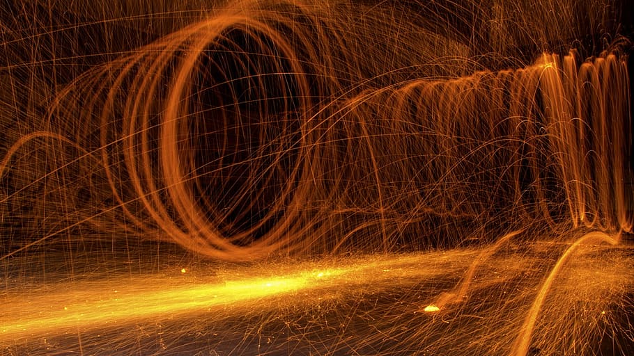 orange, yellow, abstract, illustration, fire, sparks, golden fire, golden sparks, motion, backgrounds