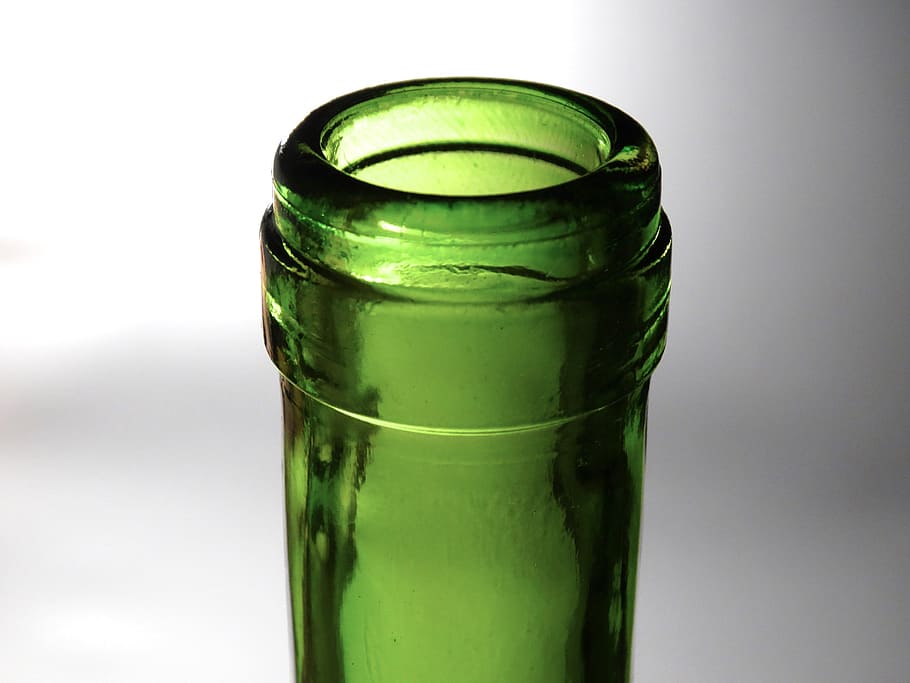 Bottleneck, Bottle, Opening, Glass, bottle opening, transparent, glass green, green color, drink, cork - stopper