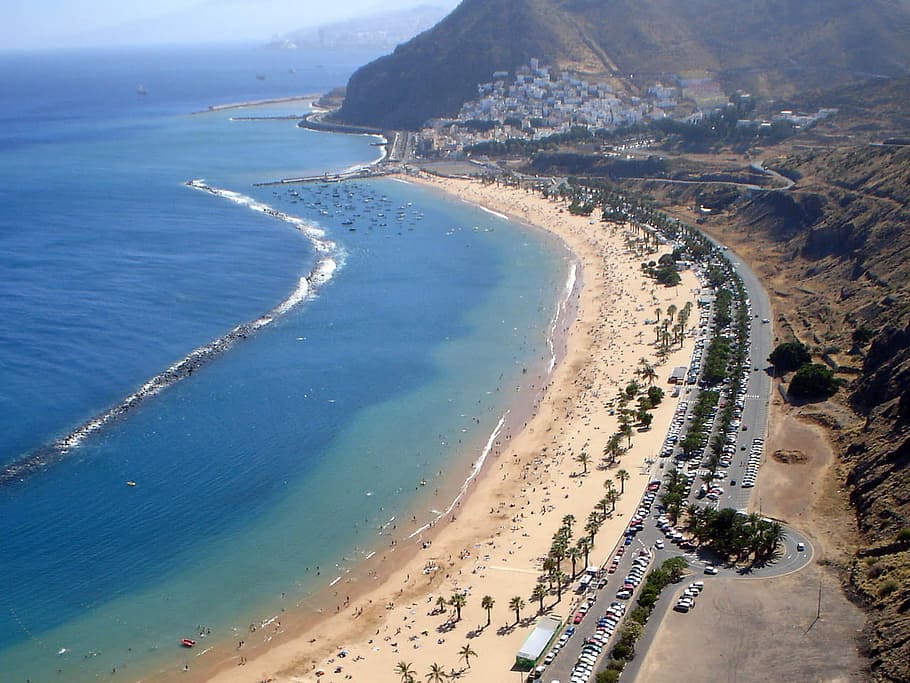 playa, de, las teresitas, santa cruz, tenerife, Playa de Las Teresitas, Santa Cruz de Tenerife, Spain, coastline, de tenerife