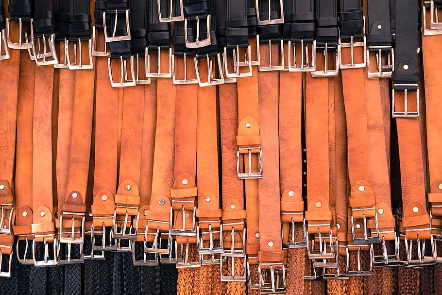 leather, belt, belts, metal, travel, walk, in a row, architecture, day, hanging