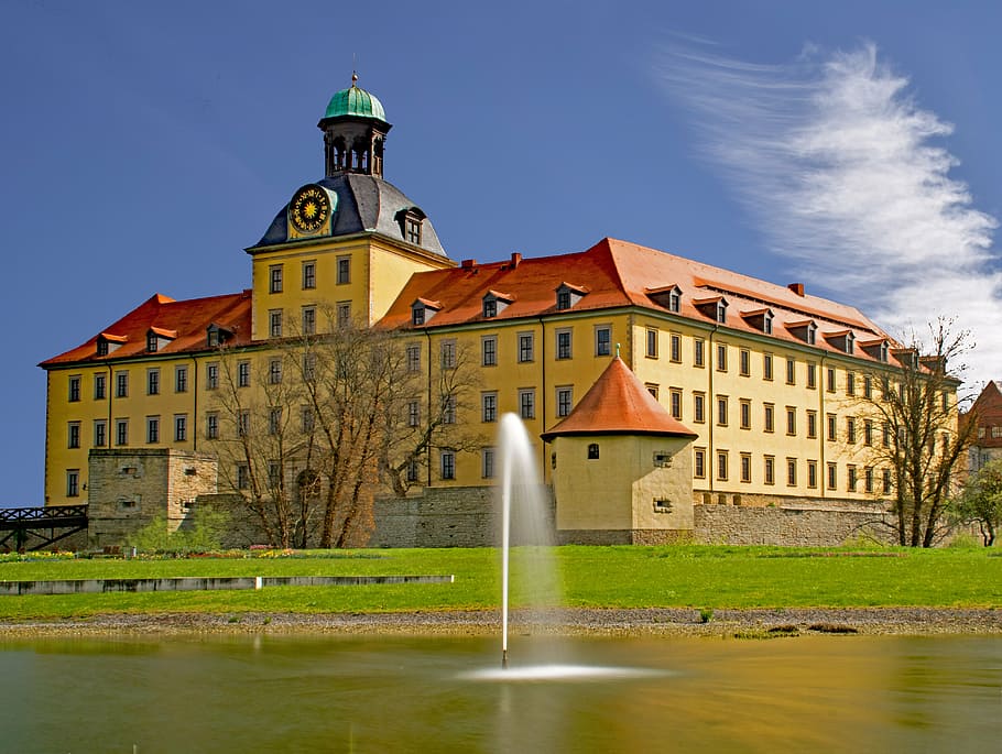 moritz castle, zeitz, saxony-anhalt, germany, castle, schlossgarten, attractions in moritzburg, landmark, water, fountain