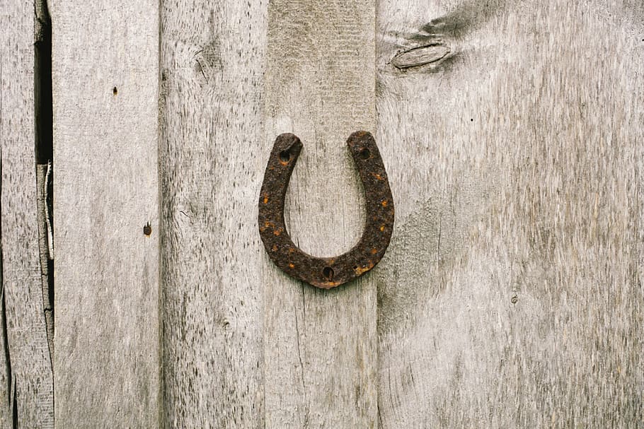 rusty, horseshoe, wall, barn, luck, symbol, rural, building, farm, ranch
