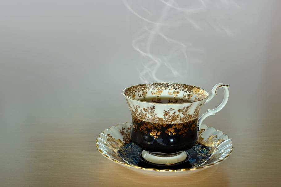 fotografia, branco, xícara de chá, cheia, quente, café, chá, bebida, saudável, gourmet