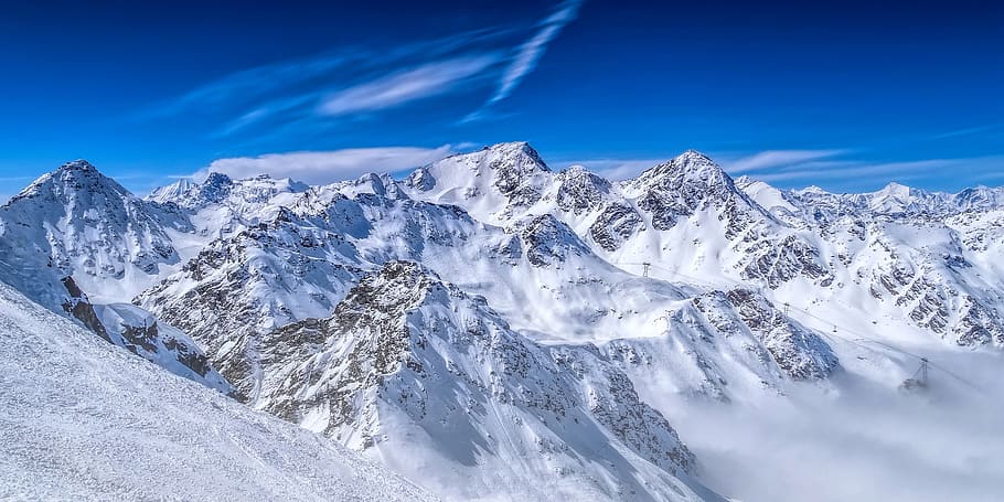 alps, mountains, lift, panorama, snow, austria, snowy alps, mountain, skiing, winter holidays