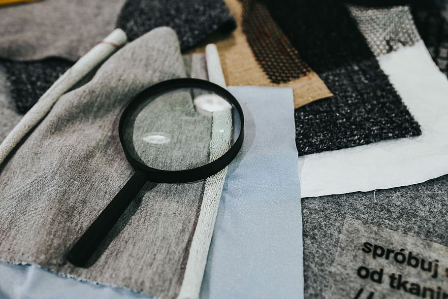 magnifying, glass, fabric, table, Magnifying glass, material, cloth, textile, hand glass, lens