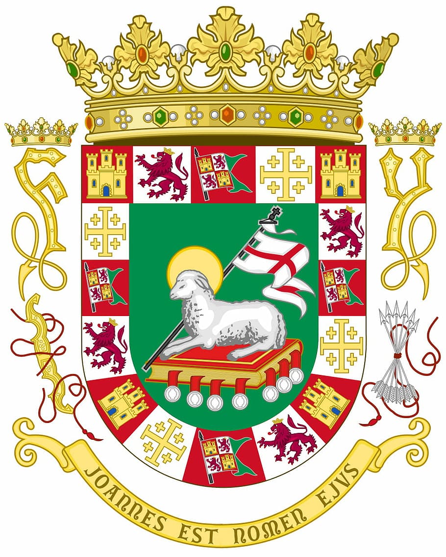 coat, arms, puerto rico, Coat of arms of Puerto Rico, coat of arms, public domain, symbol, United States, illustration, cultures