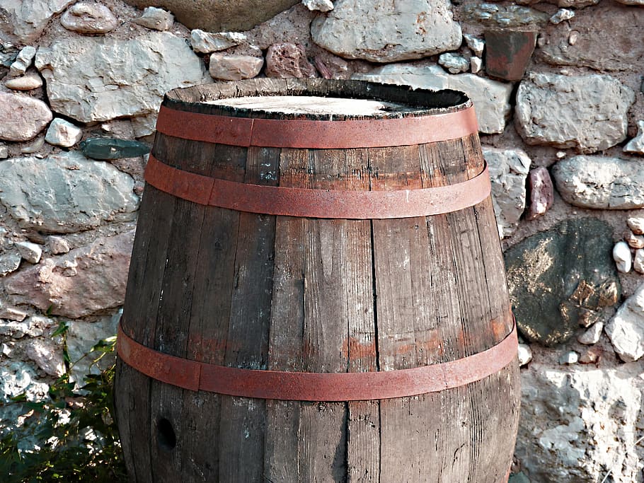 cask, wine, old, wood, iron, winery, barrel, cylinder, wood - material, day