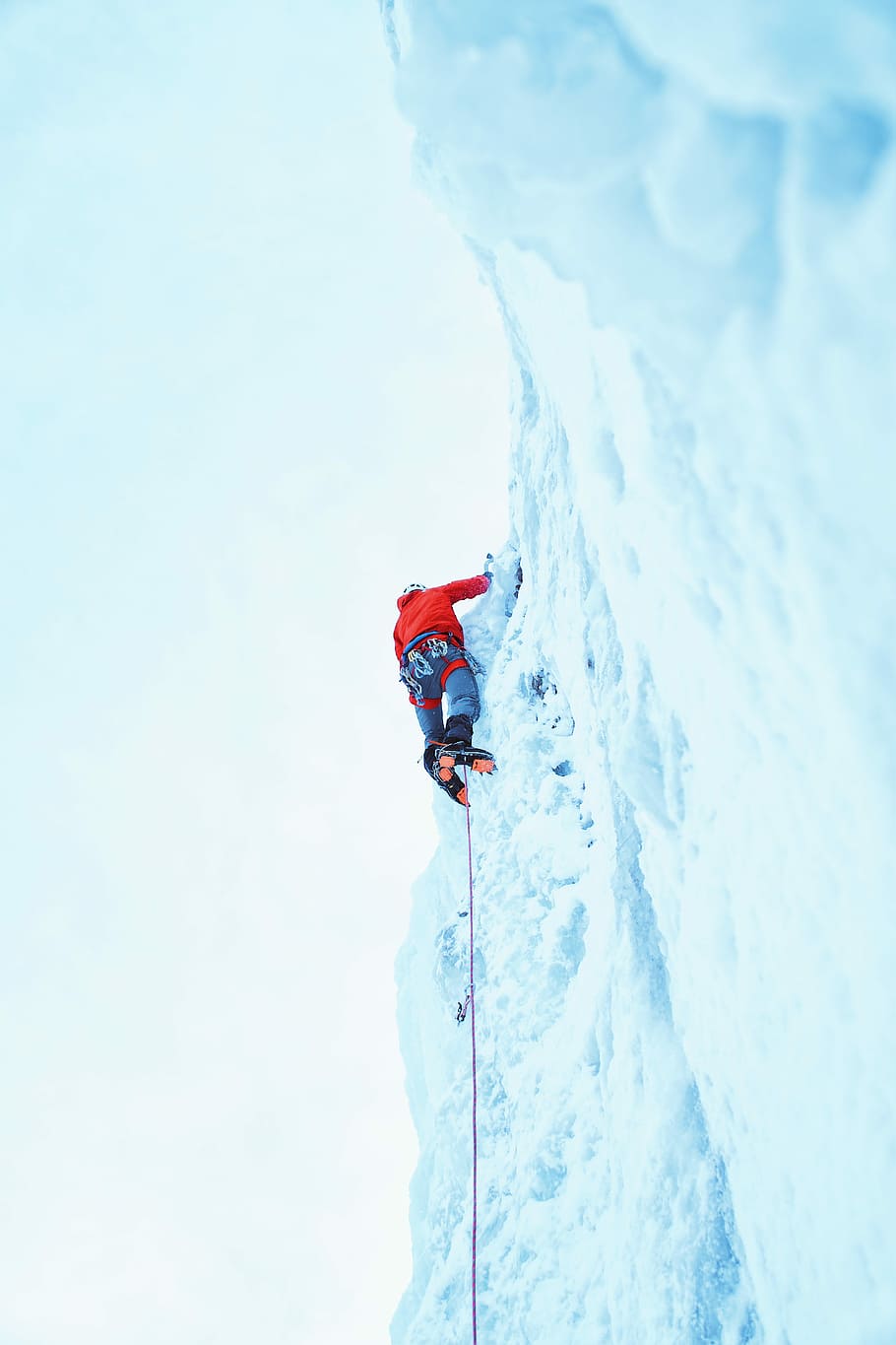 person, climbing, mountain, filled, snow, daytime, winter, sport, extreme Sports, outdoors