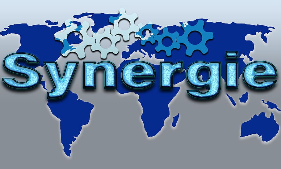 synergy, map of the world, gears, business, offer, cooperation, agreement, contract, marketing, trade