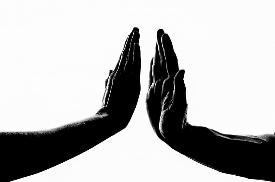 human, hands, white, background, two hands, two, view, person, first, palms
