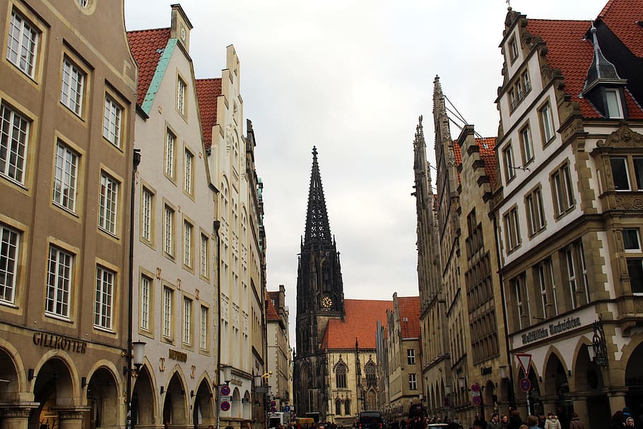 Münster, Principal, Market, Westfalen, pasar utama, tempat-tempat menarik, city münster, stadtmitte, objek wisata, rumah-rumah runcing
