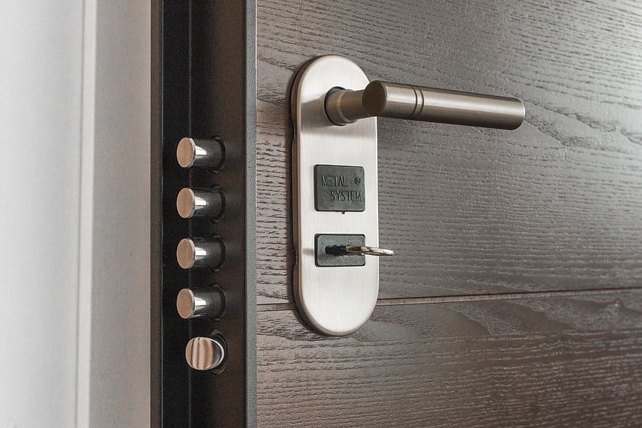 opened, stainless, steel door lever, white, grey, door, lever, closed, accessibility, lock