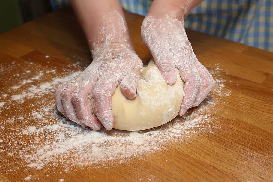 brown pastry, bake, hand labor, knead, dough, hands, craft, human body part, food and drink, food