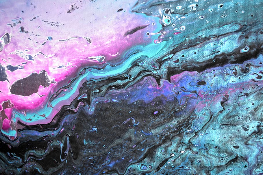 teal, pink, liquid, art illustration, painting, abstract, waves, colorful, bright, multi colored