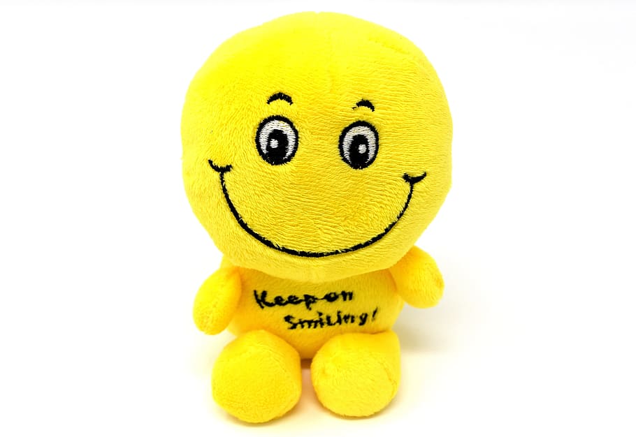 yellow, smiley, plush, toy, laugh, funny, emotions, emoticon, cheerful, good mood