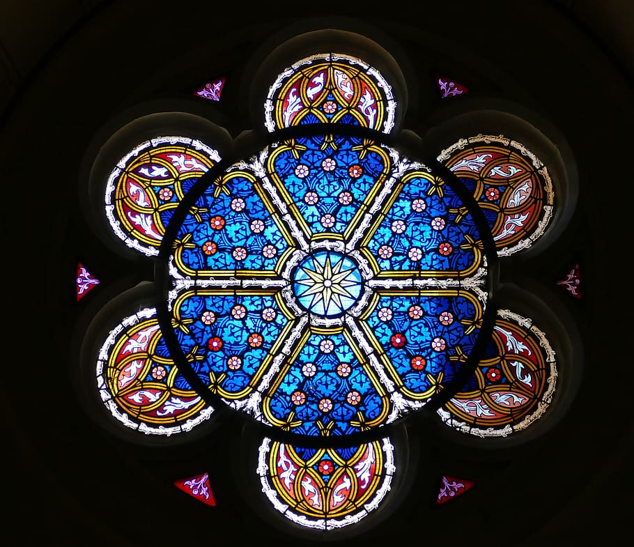 janela da igreja, janela, janela de vitral, fé, jesus, historicamente, cristianismo, roseta, igreja castelo, estrela
