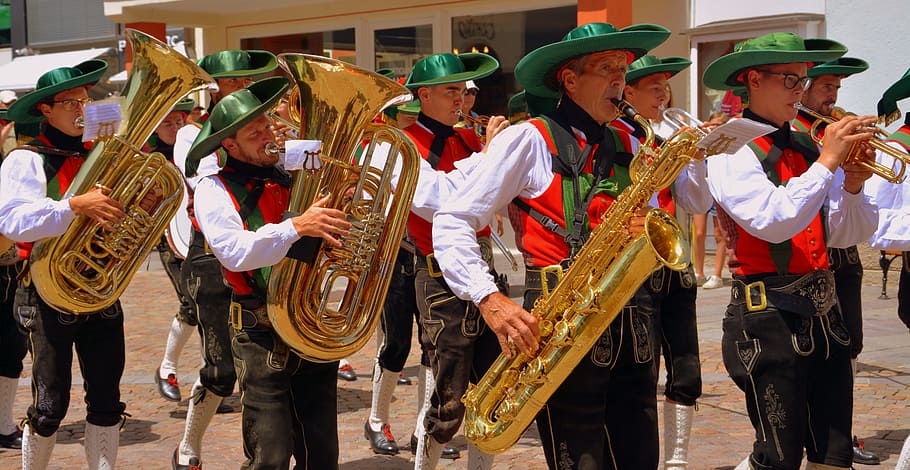trombon, saksofon, musik, band, band musik, tyrol selatan, moral, tradisi, tyrolean, budaya dan hiburan seni