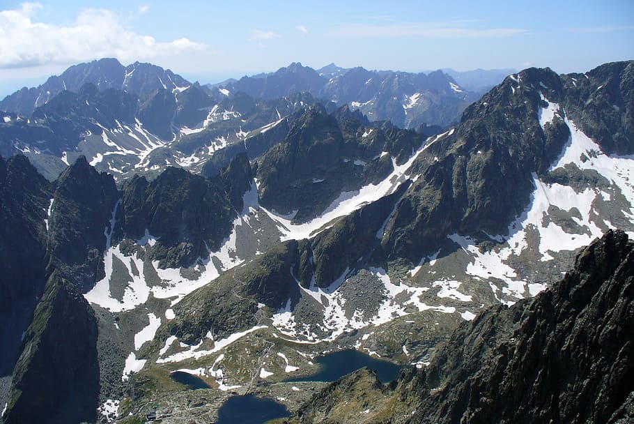 Tatry, Ver, Pico, Eslovaquia, vista desde el pico lomnicky, montaña, cordillera, pintorescos, nieve, naturaleza
