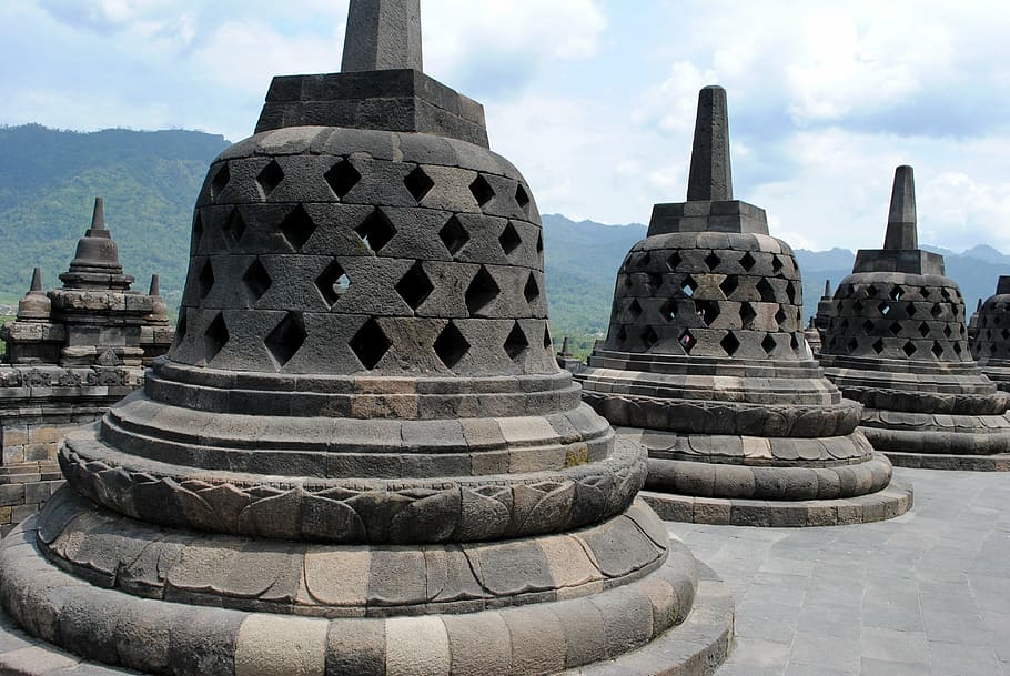 borobudur, indonésia, bu, budismo, templo, ruínas de borobudur, java, stupa, templo - edifício, pagode