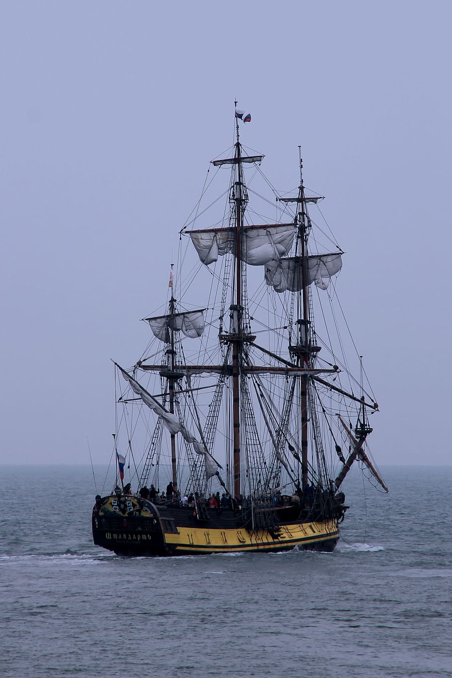 Sailing Vessel, Ship, Water, sail, historically, sea, masts, clouds, sky, ocean