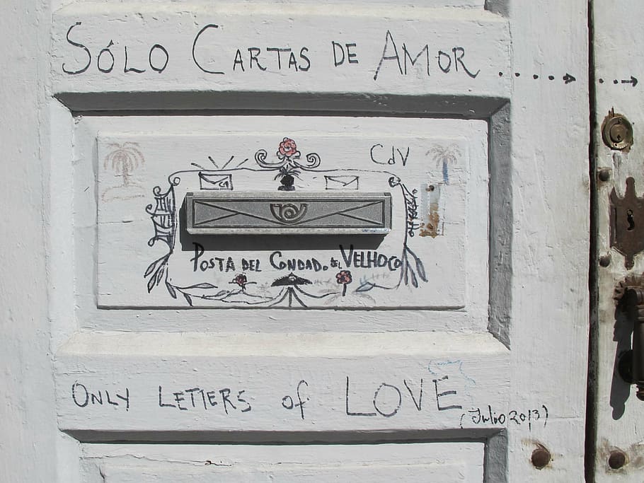 mailbox, door, post, love letter, entrance door, home, front door, text, communication, western script