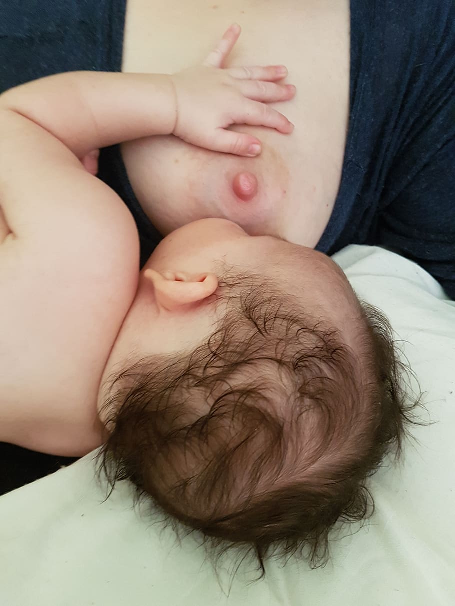 lactation, bebe, tit, breastfeeding, child, sleep, baby, hands, head, milk.