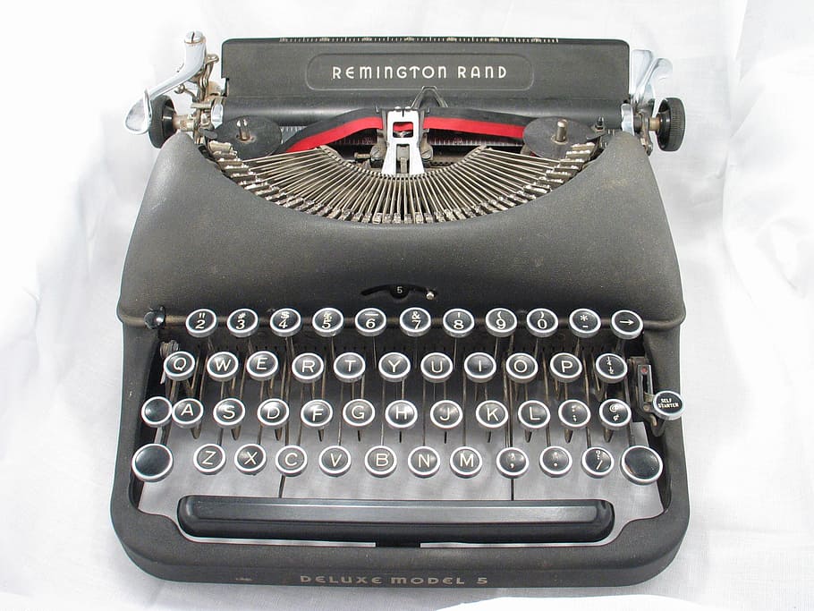 black, remington rand typewriter, typewriter, old, vintage, antique, retro, machine, metal, keyboard