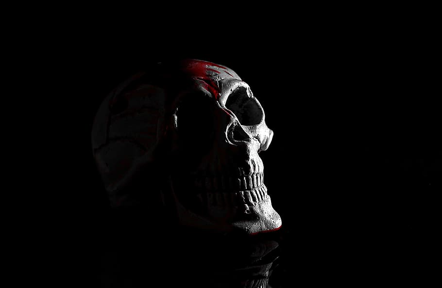 grey skull, death, skull, human, dark, burn, the darkness, no one, mood, face