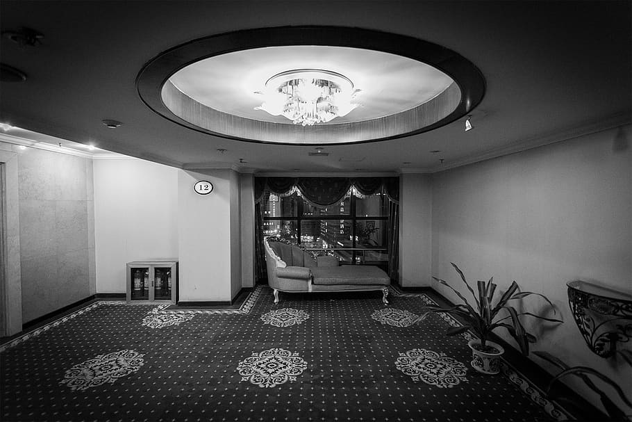 hotel, old, dark, lobby, hotel lobby, vintage, indoors, architecture, built structure, absence