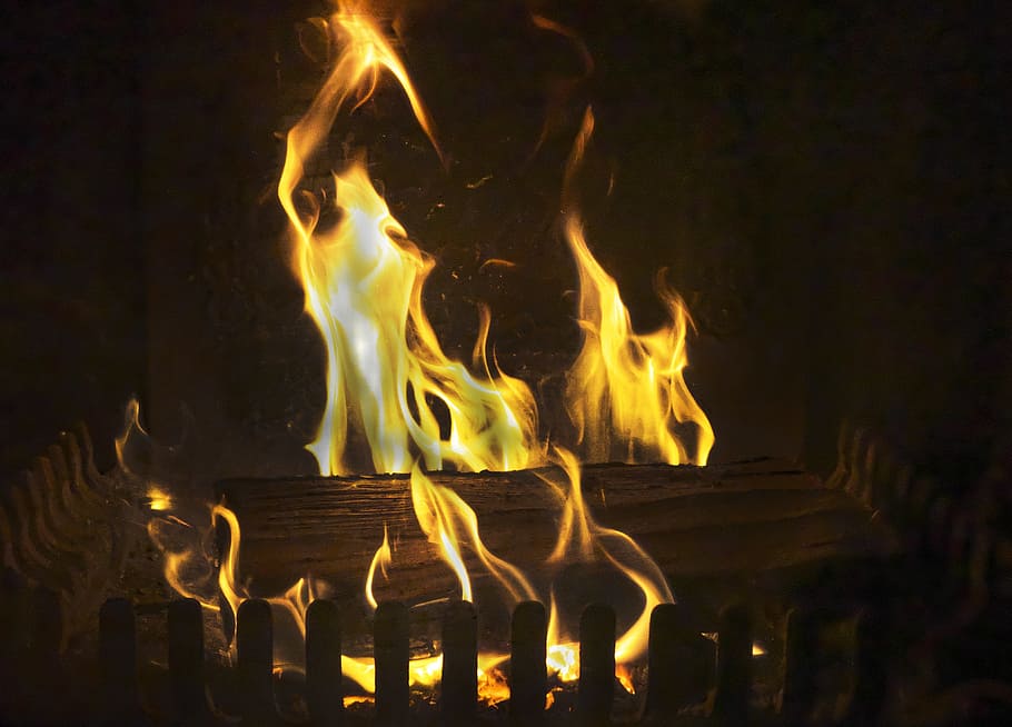 fire, open fire, log, flame, wood, fireplace, burn, embers, cozy, wood fire