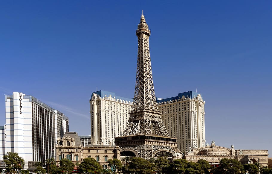 Las Vegas, skyline, Eiffel Tower, architecture, building exterior