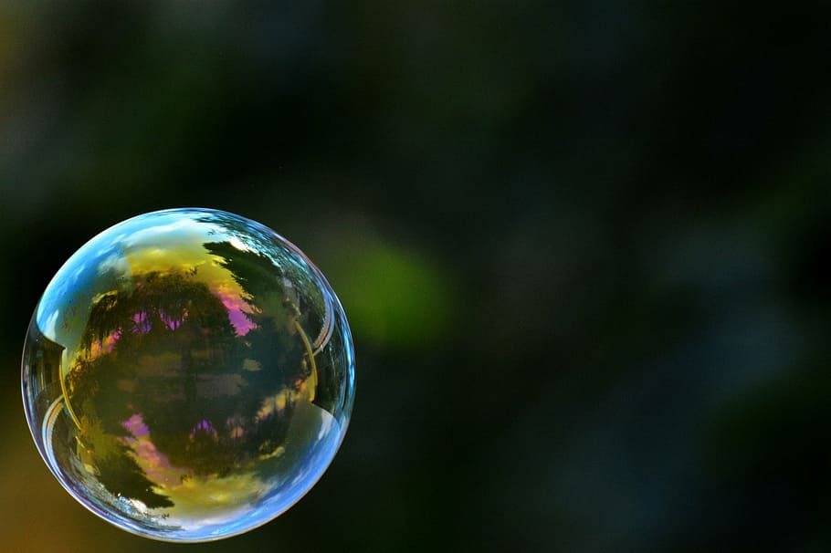 close, bubble, soap bubble, colorful, ball, soapy water, make soap bubbles, float, mirroring, reflection