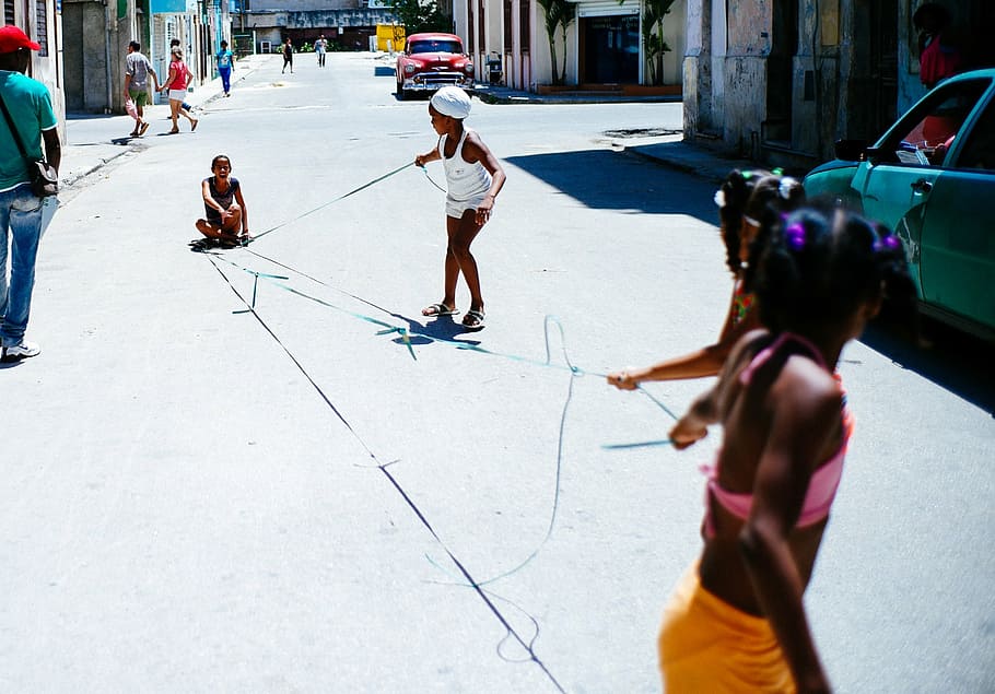 untitled, street, road, alley, people, kids, child, playing, games, sunny