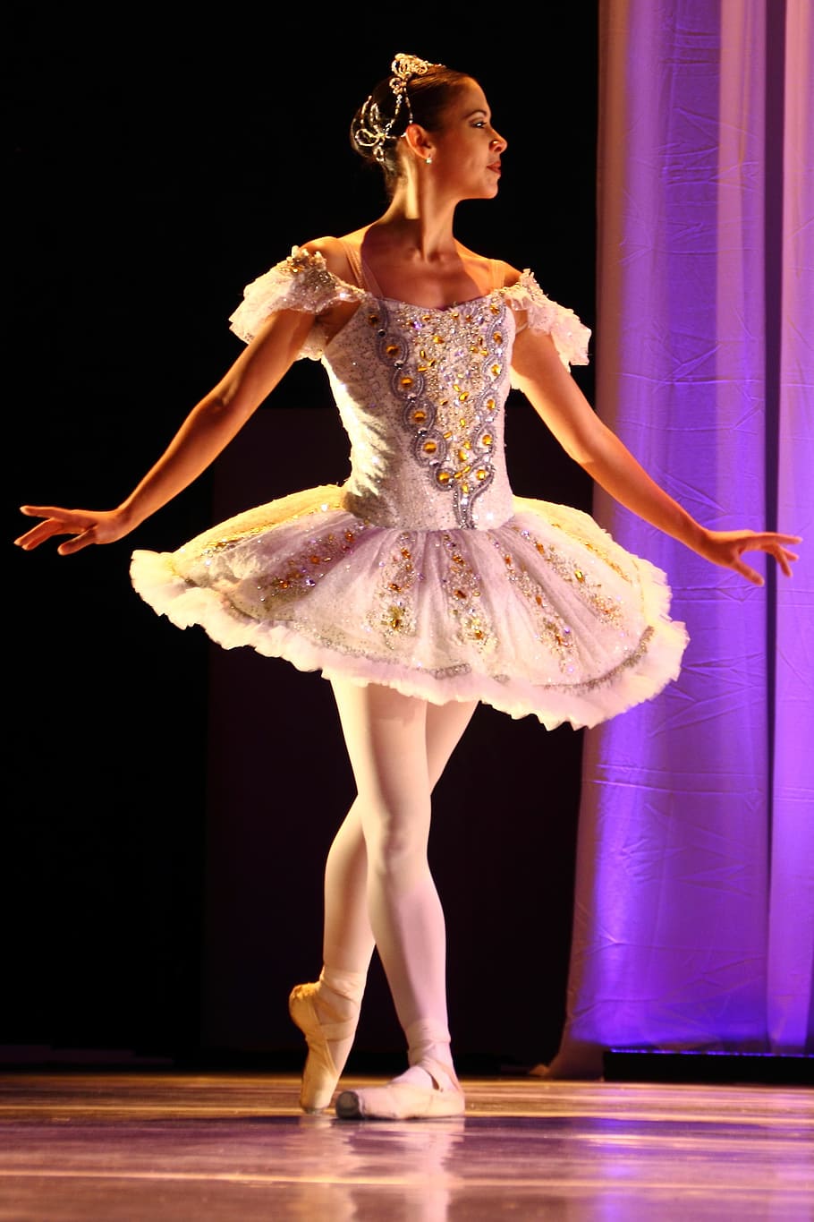 close, woman, wearing, white, ballerina dress, ballet, dancer, ballerina, ballet dancer, female
