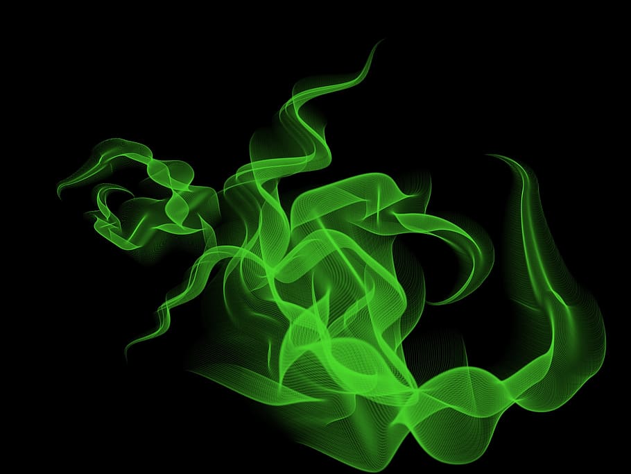 smoke, background, abstract, eddy, black, green, digital art, scorpio, smoking, pattern