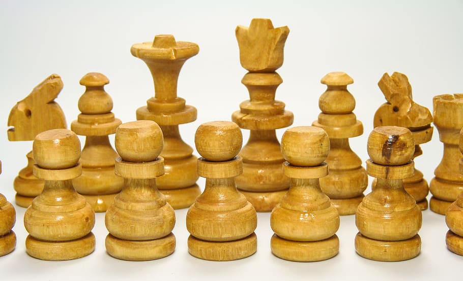 chess, white, pieces, figures, game, wood, olive, pawn, leisure, sport